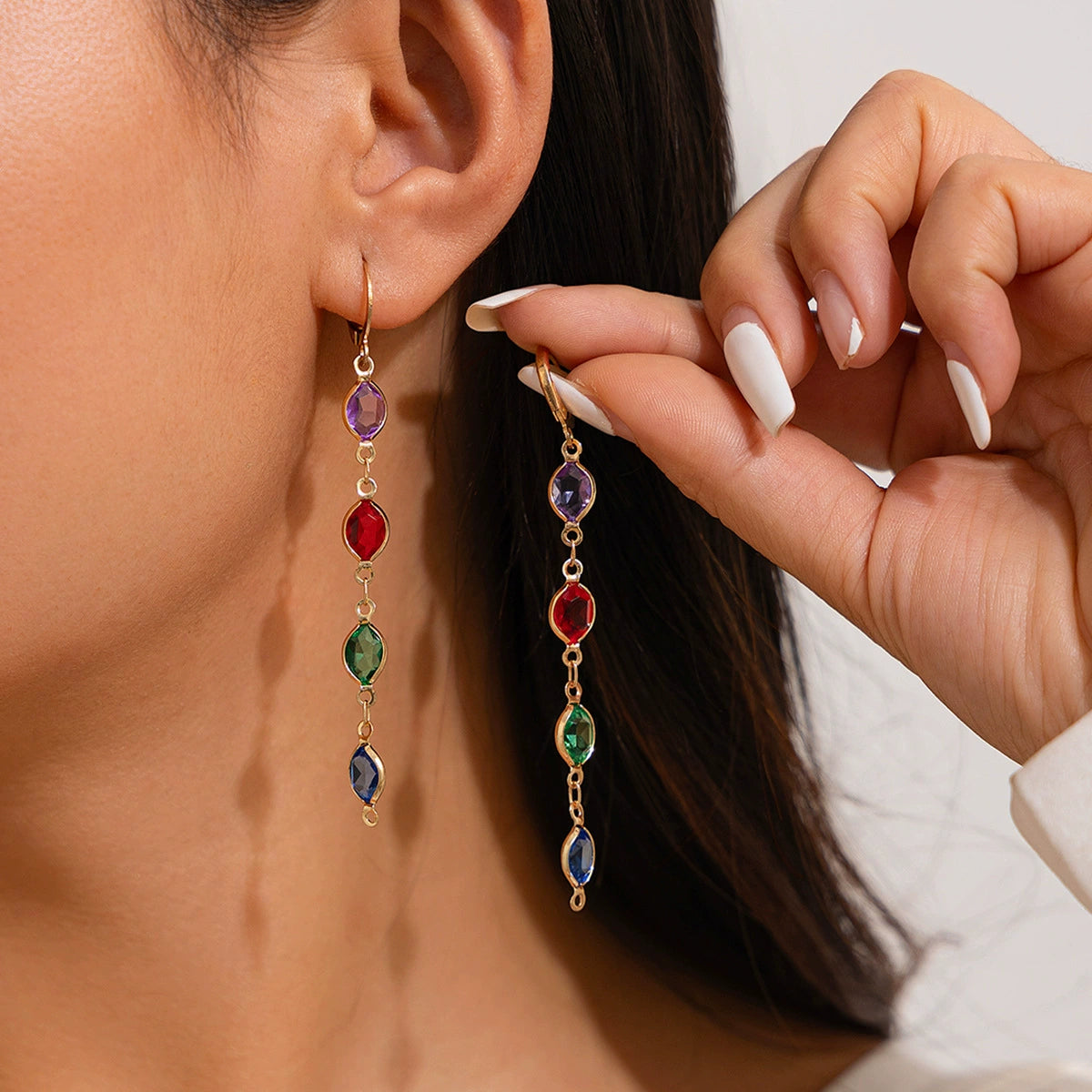 Laelynn Crystal Layered Necklace Set - 02 Earrings - Gold [F5YH3AFU]