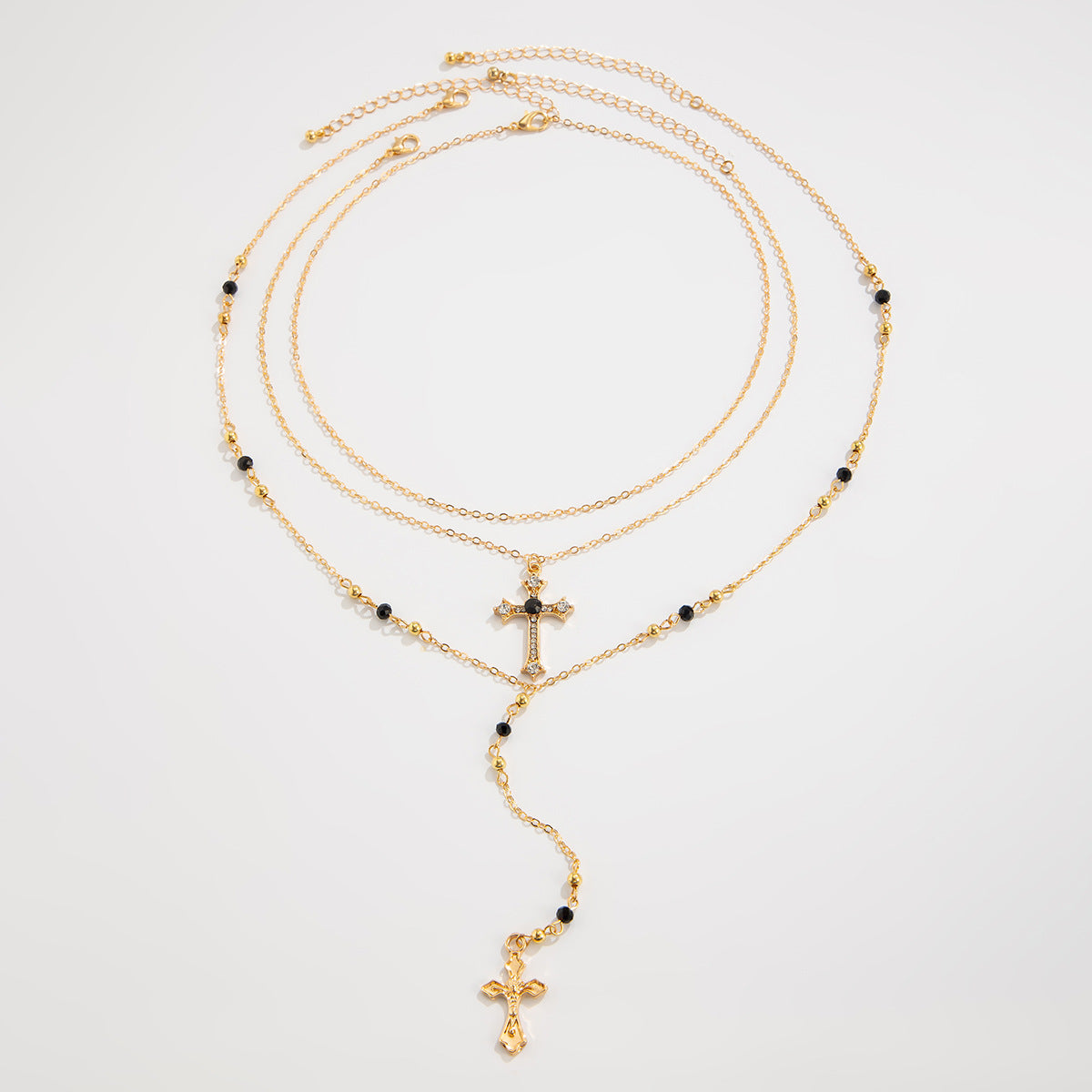 Blakley Colorful Layered Necklace - Gold + Black [GO9AZ26G]