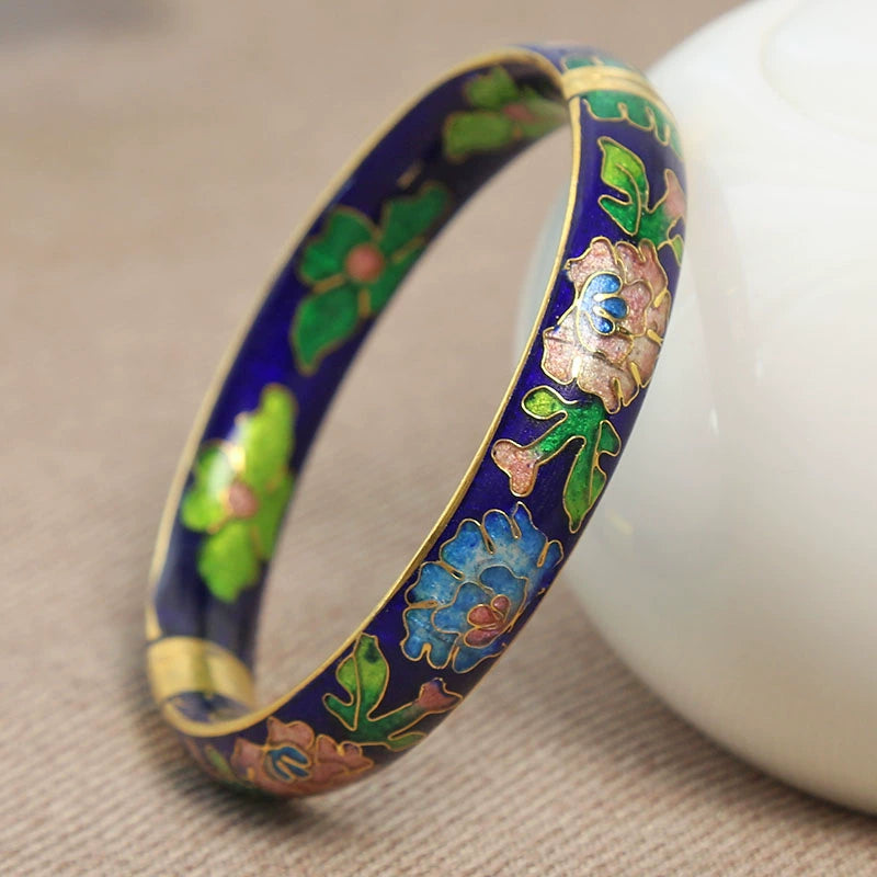 Alizabeth Peony Cloisonné Bangle - Dark Blue [2TP0Q2FJ]