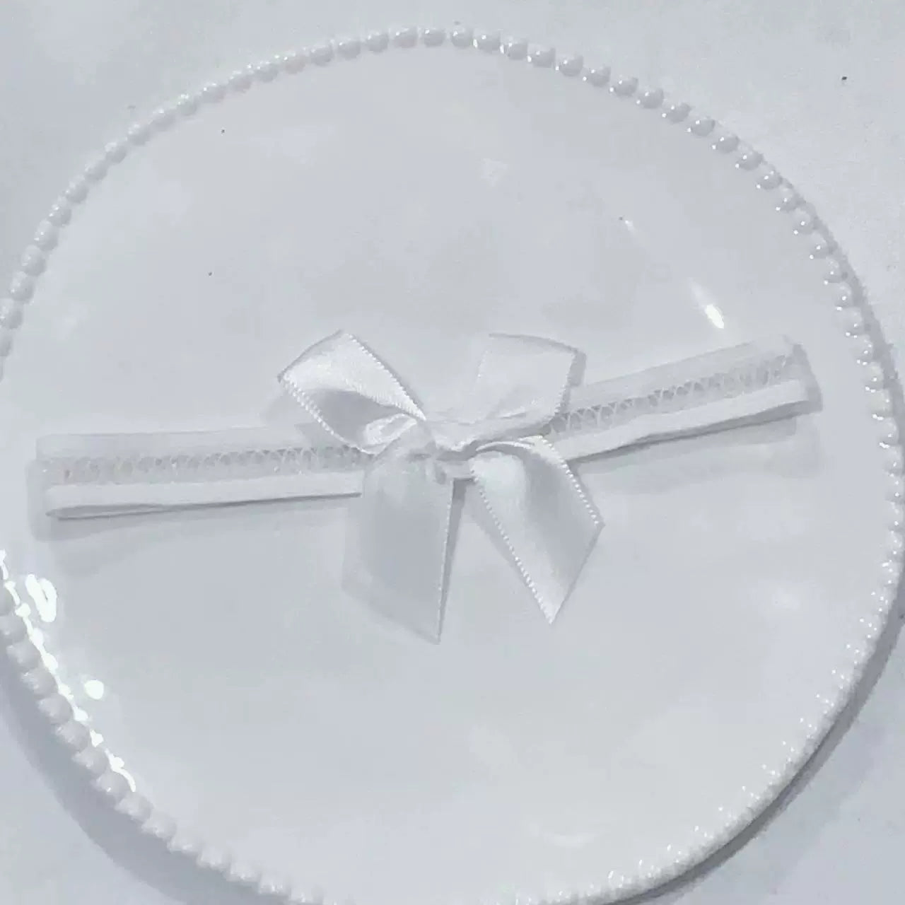 Chance Lace Bow Garter - White