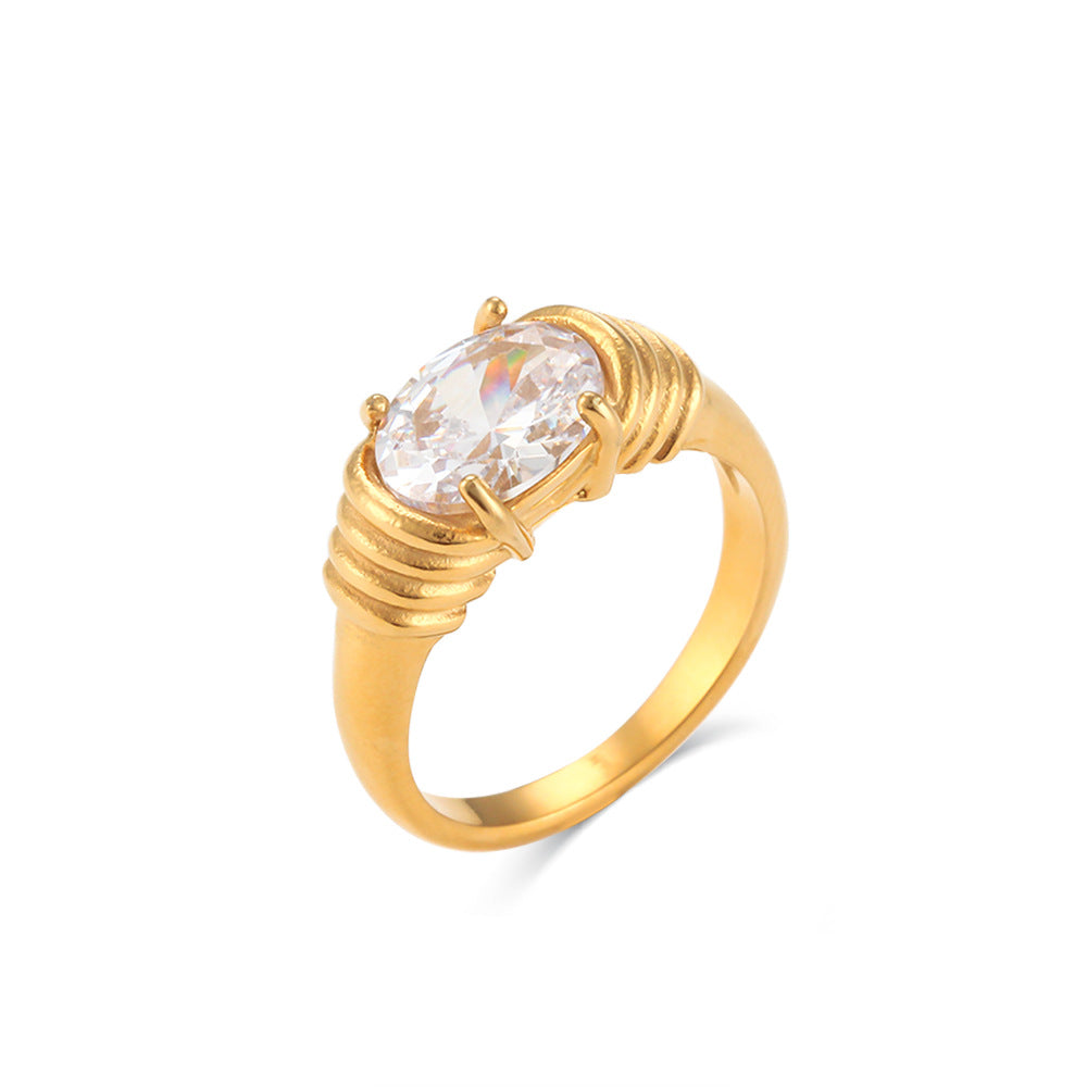 Shoshana Oval Zircon Ring - White [FOBQWVK0]