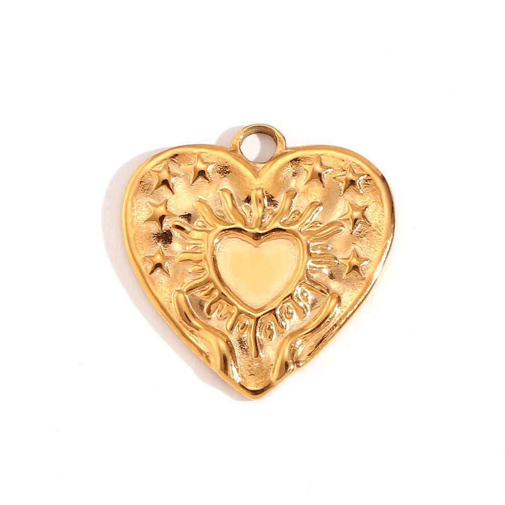 Kalayah Geometric Celestial Charms - Hammered Radiant Heart Pendant [E35UFZ1T]