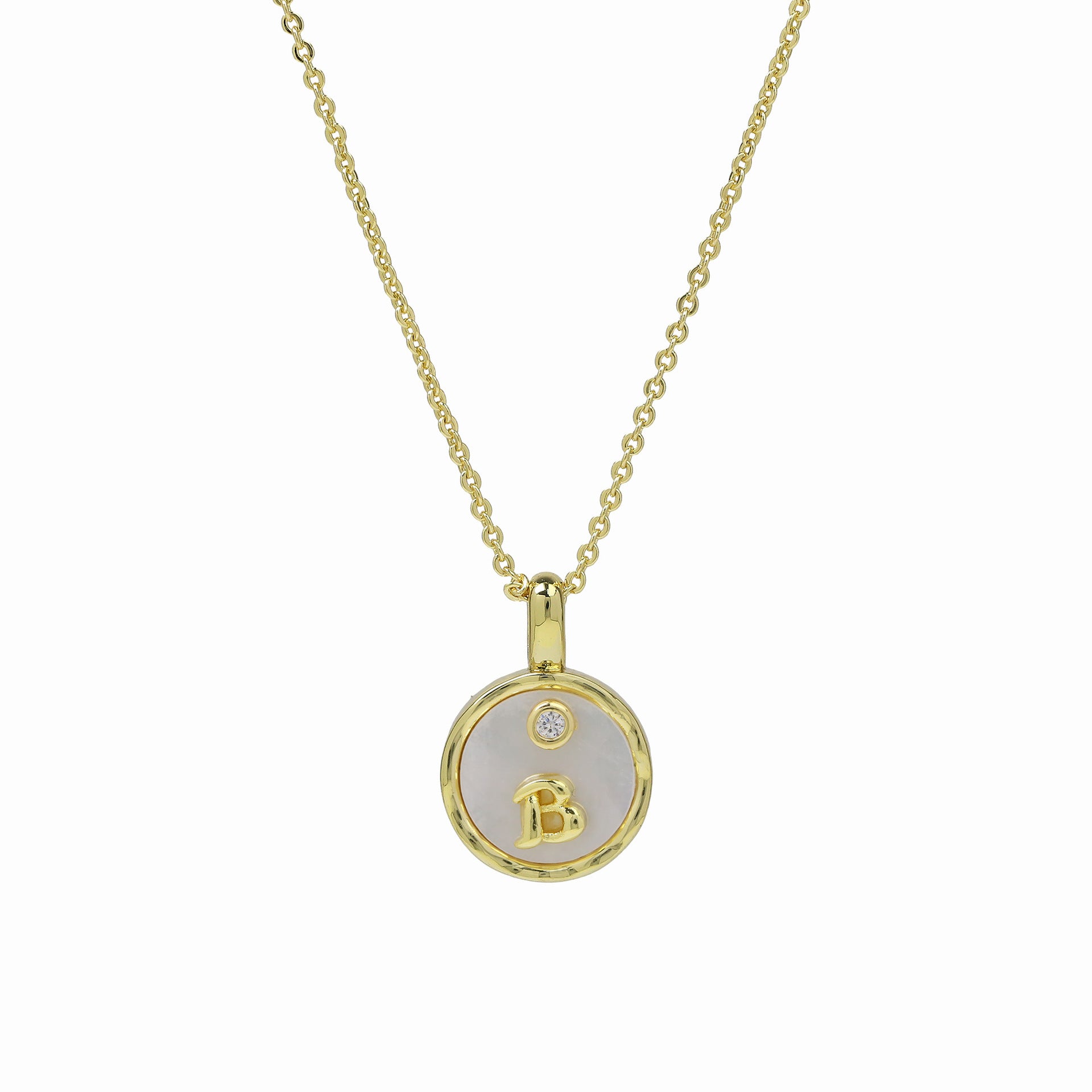 Haset Cursive Initial Pearl Necklace - Initial B [3ED2LJN2]