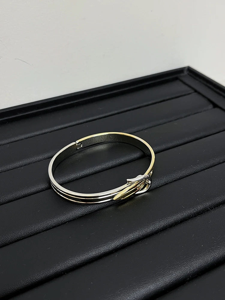 Avrie Modern Cuff Bangles - Belt Buckle Cuff Bracelet