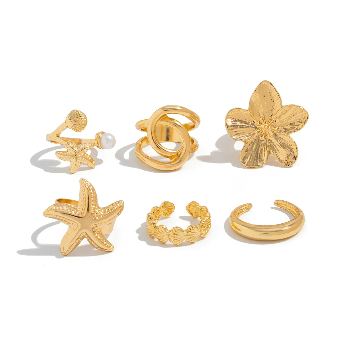 Taniyah Delicate Stackable Ring Set - Light Gold