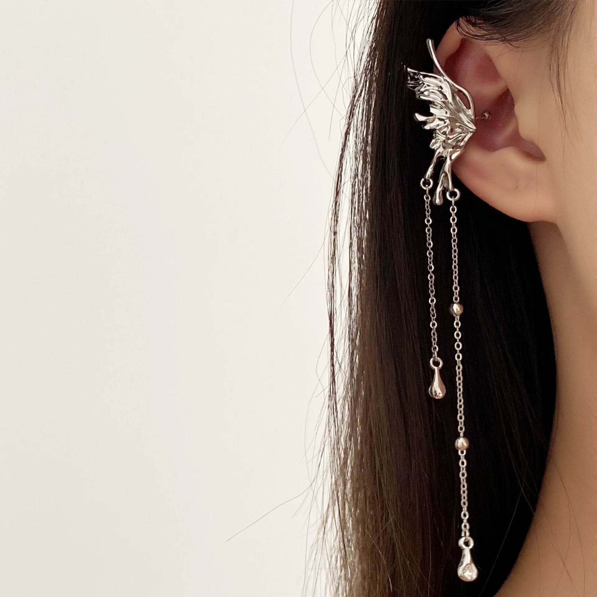 Lillianne Butterfly Ear Cuff - Tassel Butterfly Ear Cuff (Right Ear)