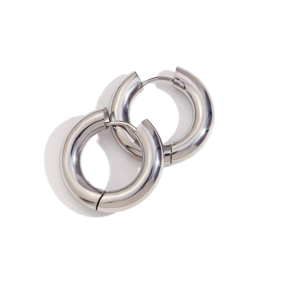 Khaliyah Thick Hoop Earrings - Silver Hoop 20mm [9MCH2CN6]