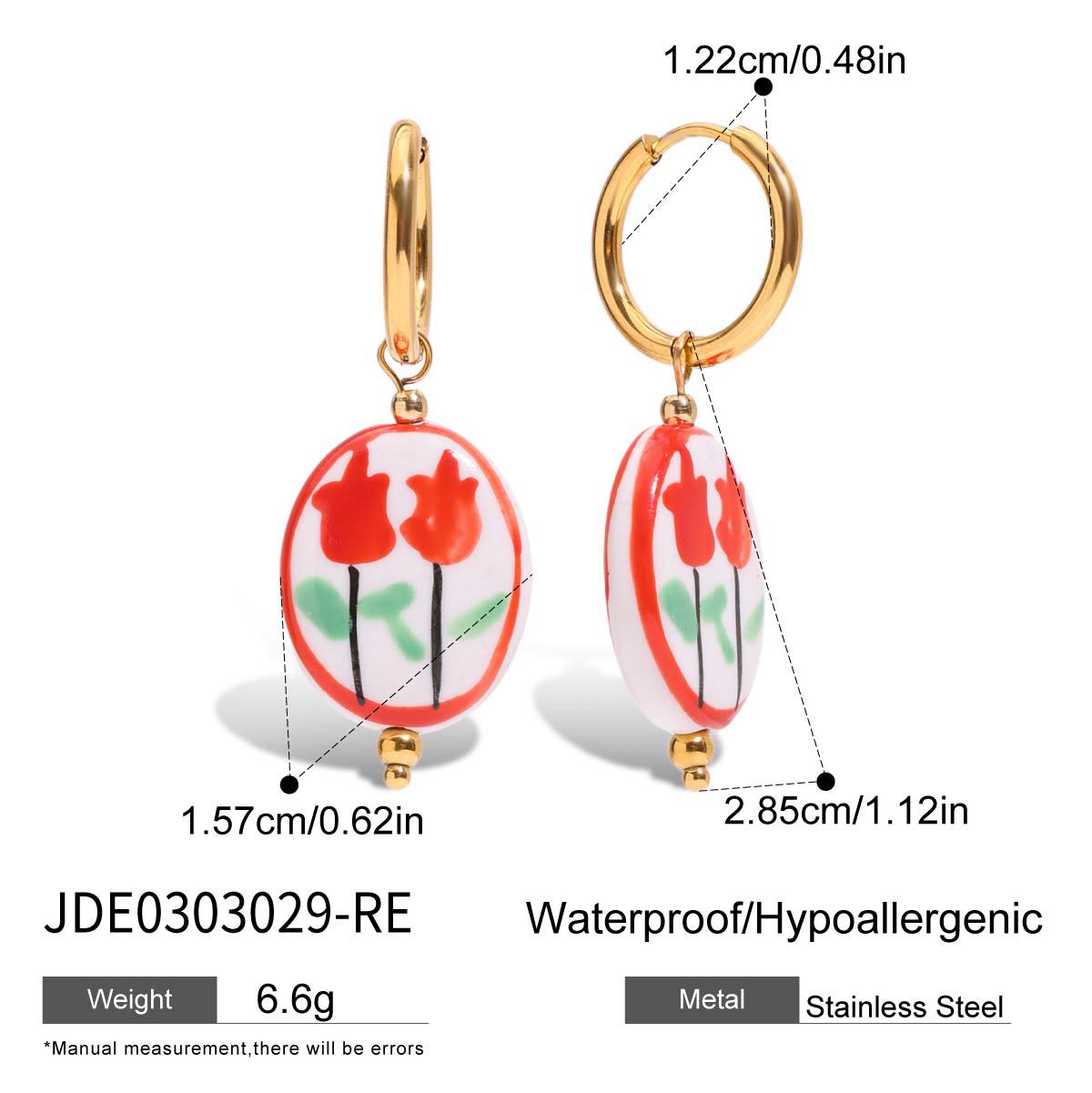 Valencia Ceramic Pearl Drop Earrings - Red Ceramic [IM3NZX5M]