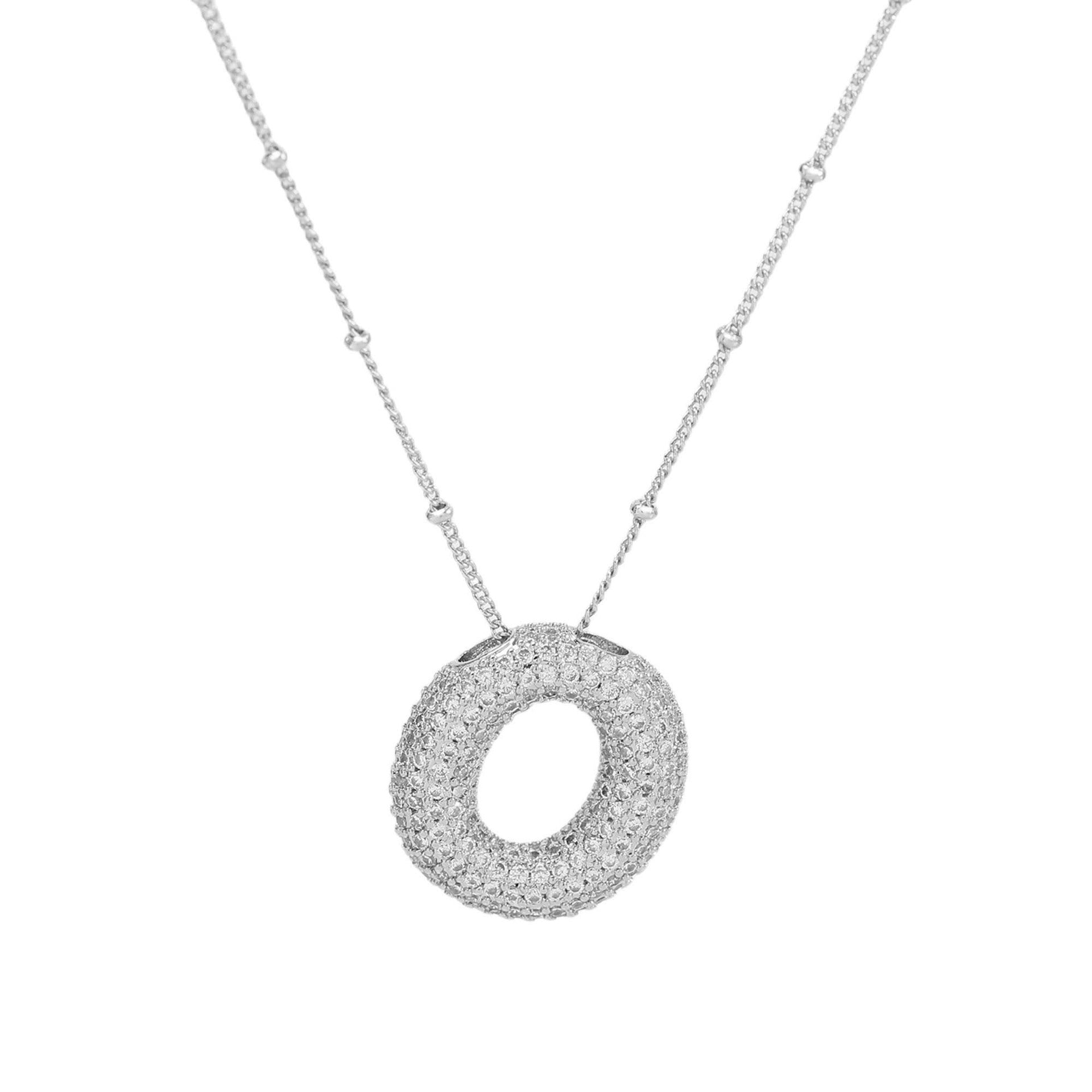 Fynlee Bubble Initial Necklace - Silver O [5STM2EKF]