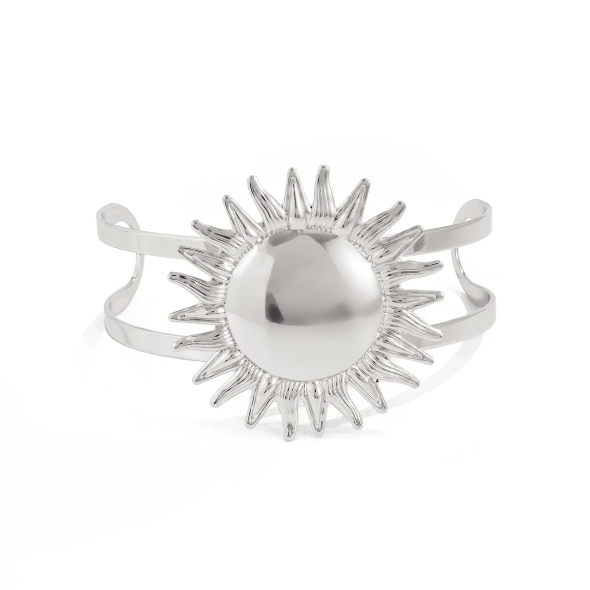 Elynn Metal Sunflower Cuff Bracelet - Silver