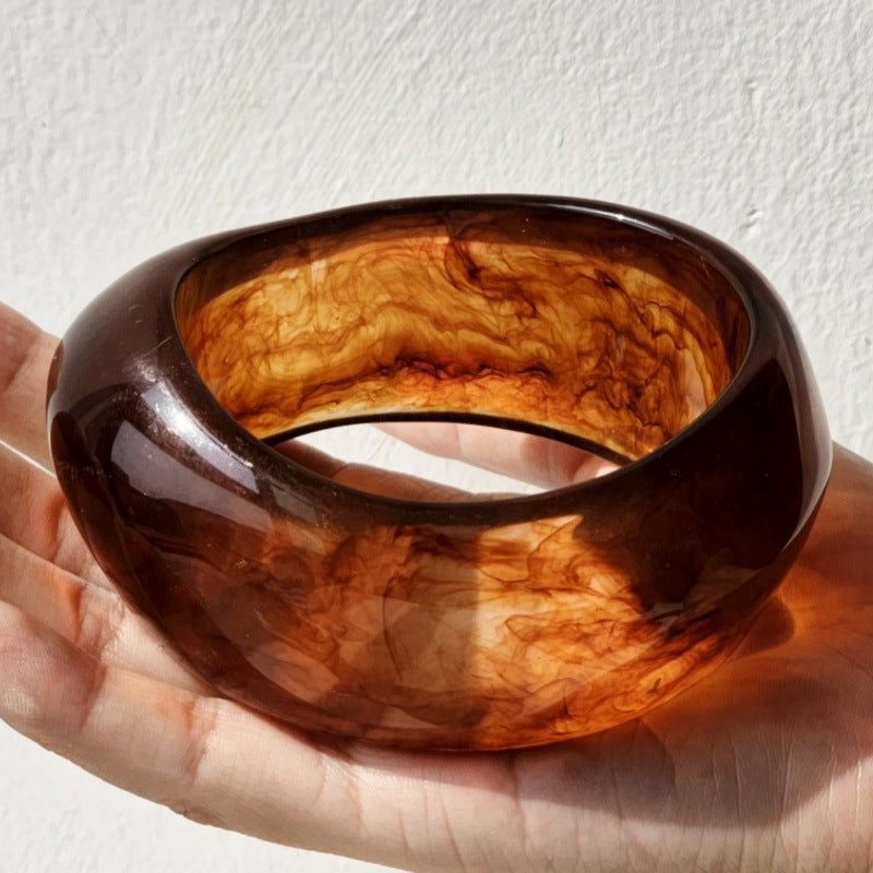 Rylin Marbled Resin Bangle - A - Warm Brown Swirl [ENFQMIQY]