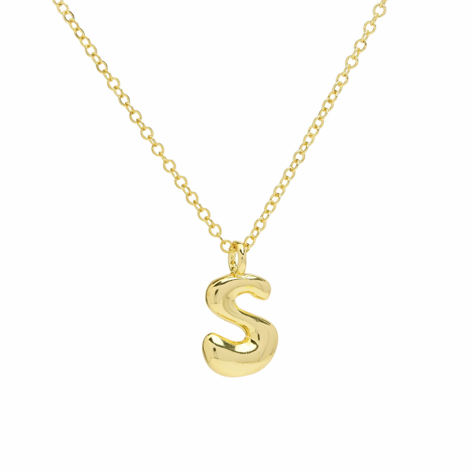 Vanya Gold Initial Bubble Necklace - Letter S [PVV0A64E]