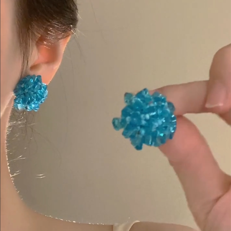 Mailen Retro Beaded Earrings - Blue (1 Pair)