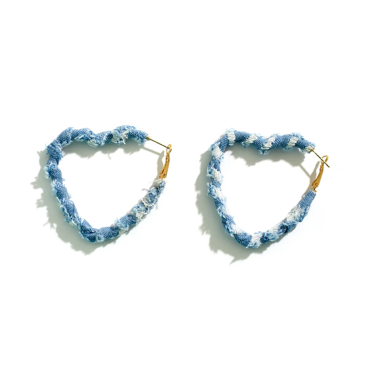 Johnnie Denim Geometric Earrings - Heart Small