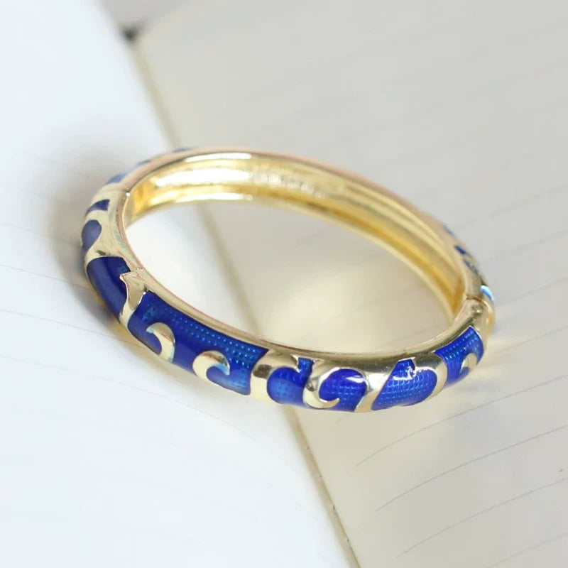 Raleigh Floral Enamel Bracelet - Dark Blue