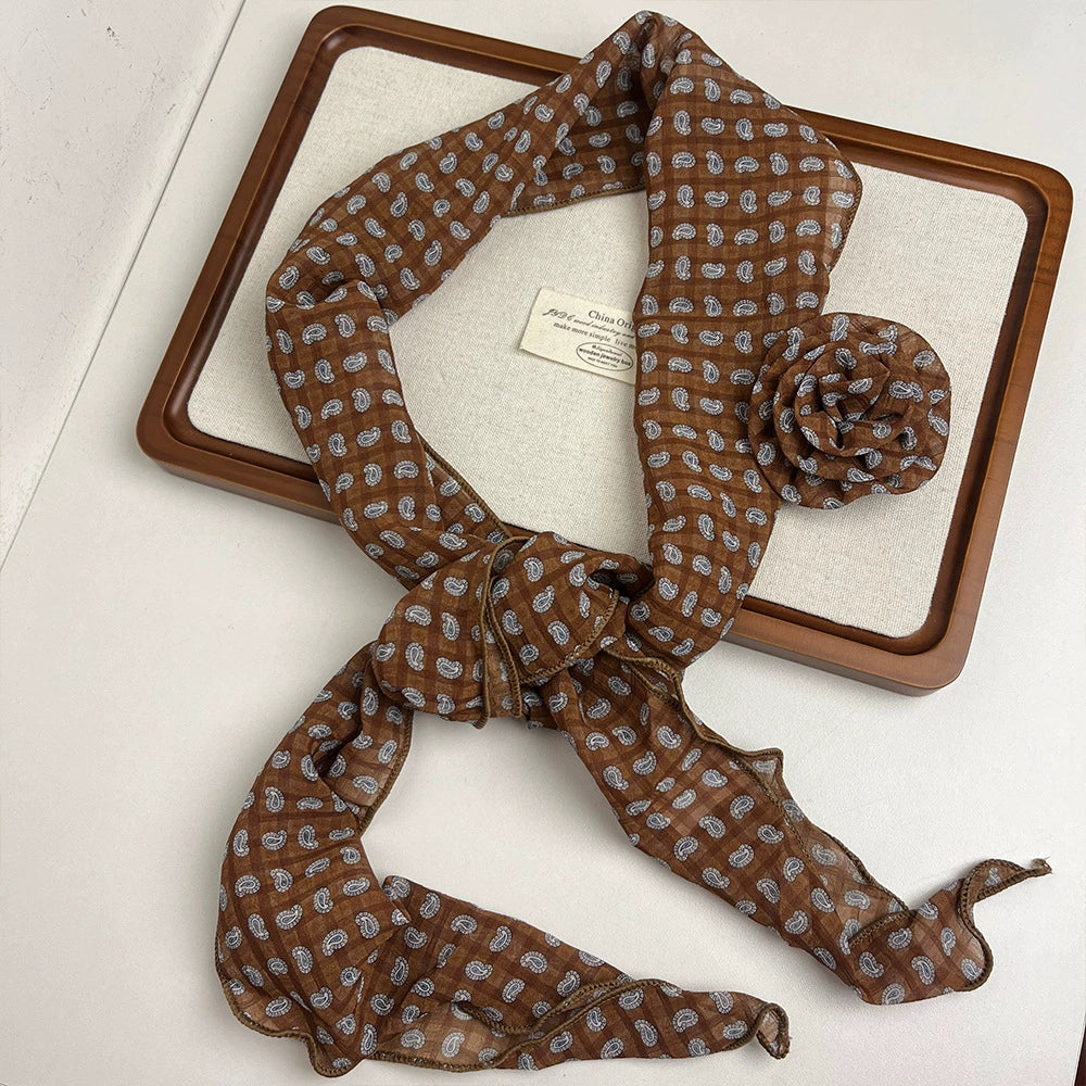 Ania Polka Dot Triangular Scarf - Brown Polka Dot Silk Scarf [ZIFPQ5ST]