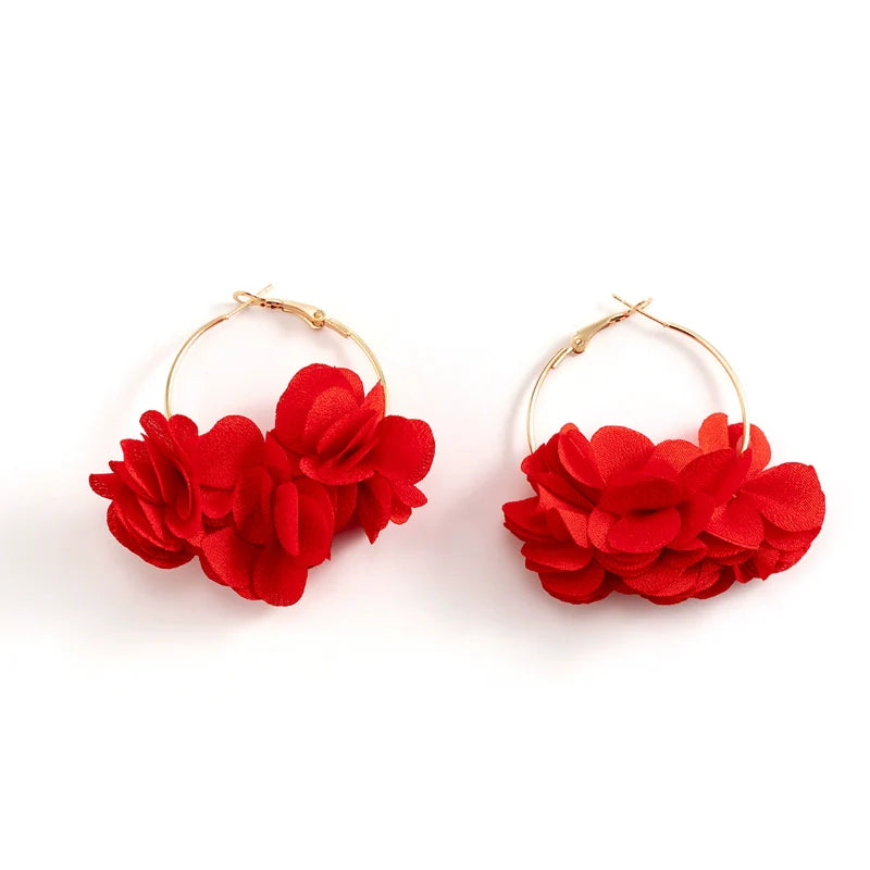 Neyla Delicate Floral Earrings - Red