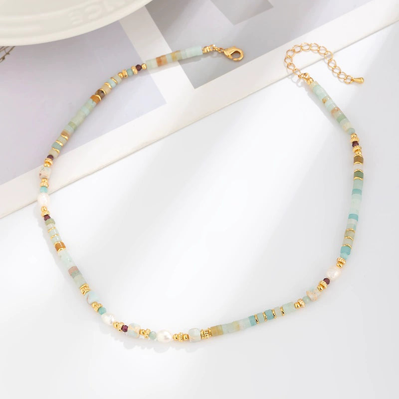 Lochlyn Amazonite Pearl Choker - Amazonite Necklace [E7IW5N1C]