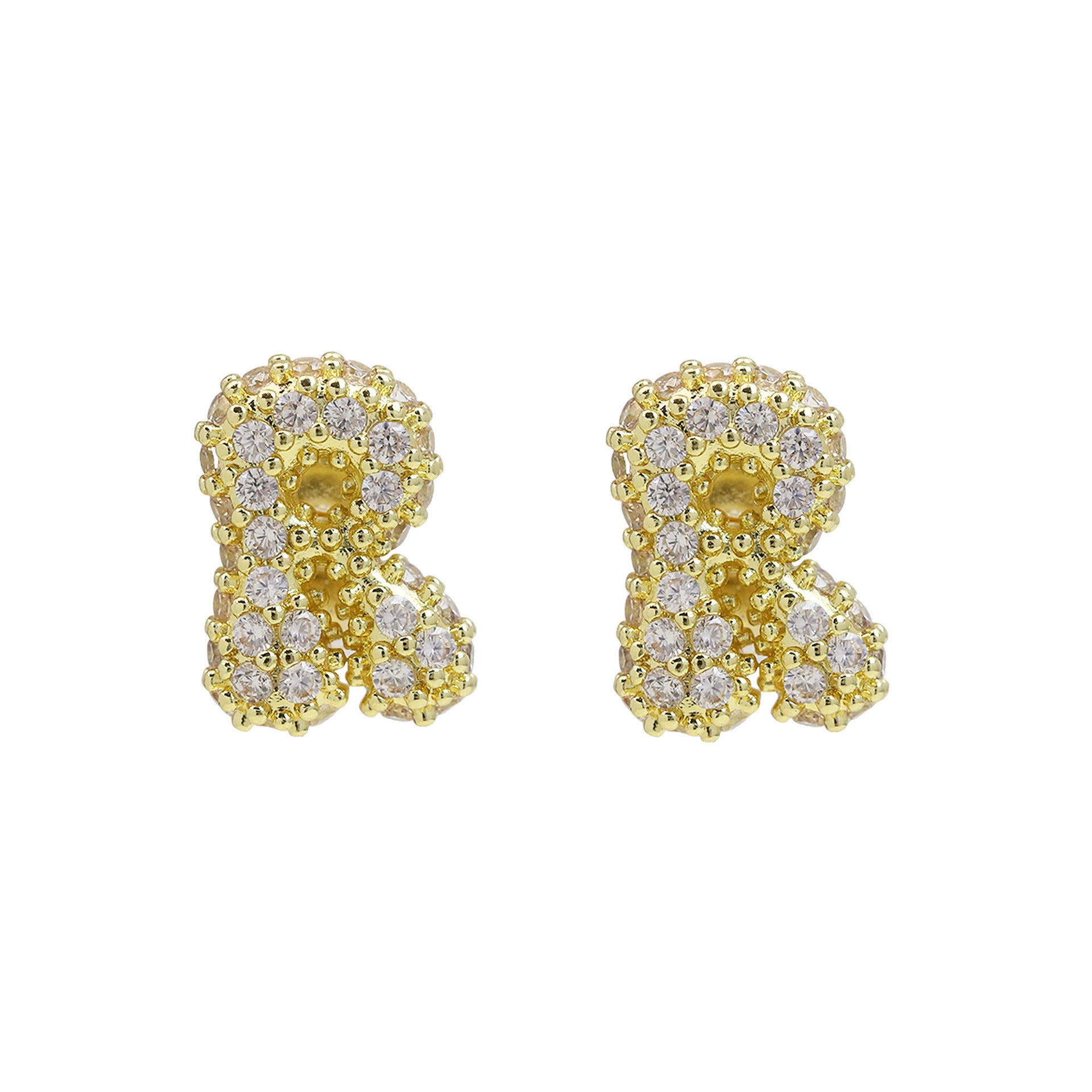 Lillyann Zircon Bubble Letter Earrings - R [034W57DS]