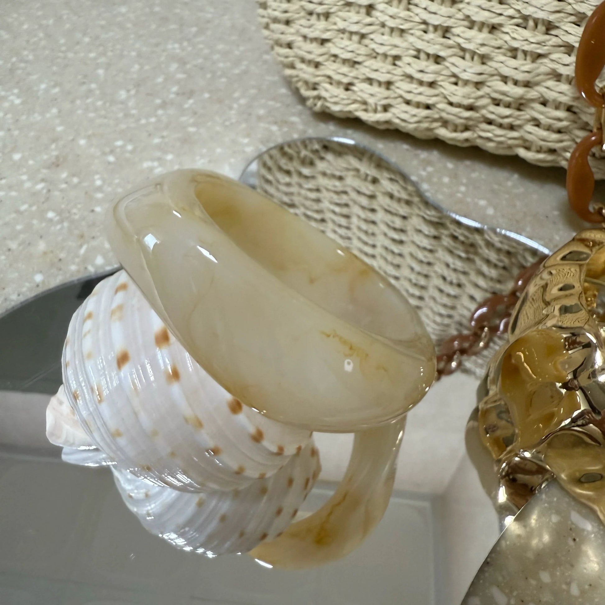 Emalyn Textured Statement Bangle - Beige Bangle