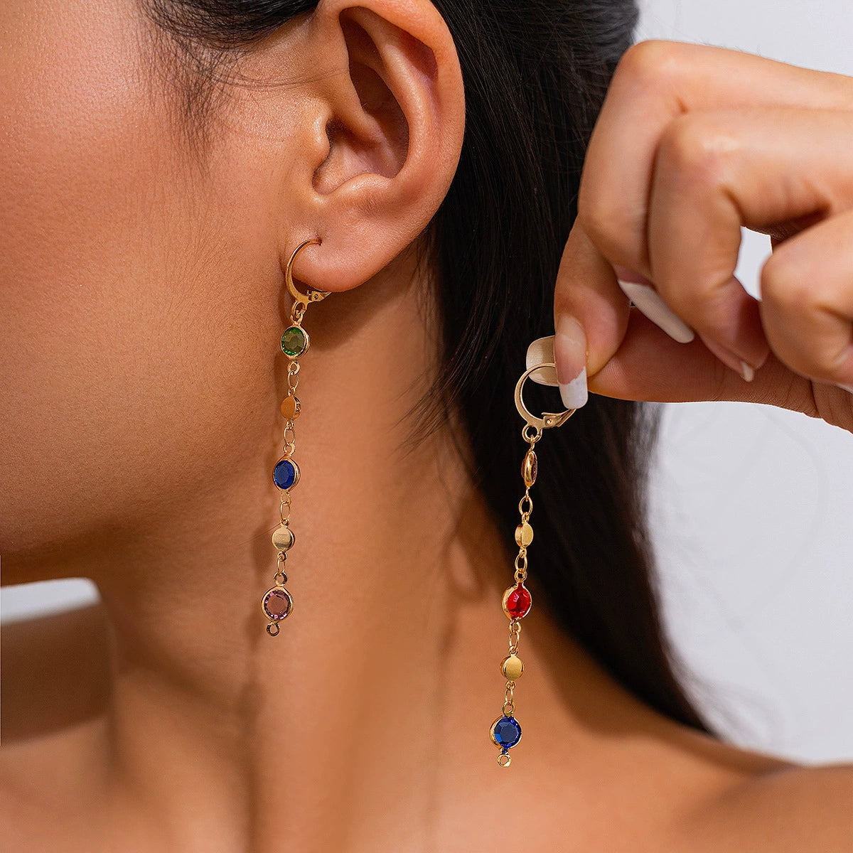 Corah Heart & Square Crystal Necklace - Style 1 Stud Earrings Gold-tone [CDDTL2Z7]