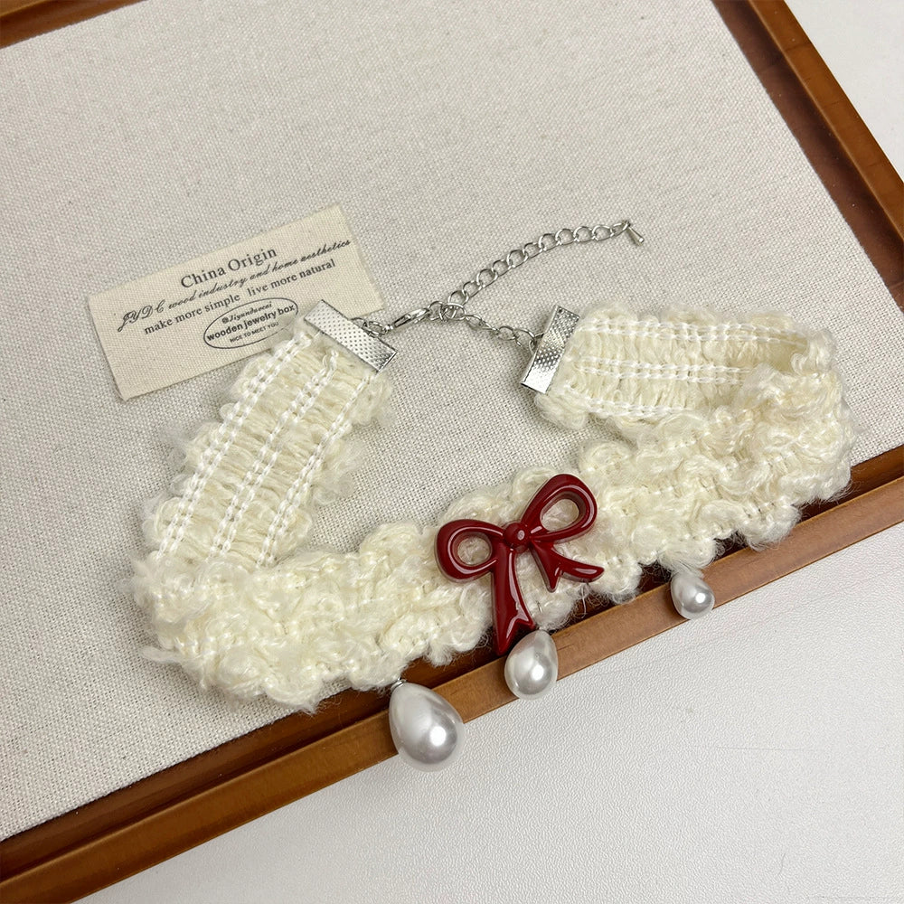 Evy Pearl Bow Choker - Featured Style Necklace [QDZA16RI]