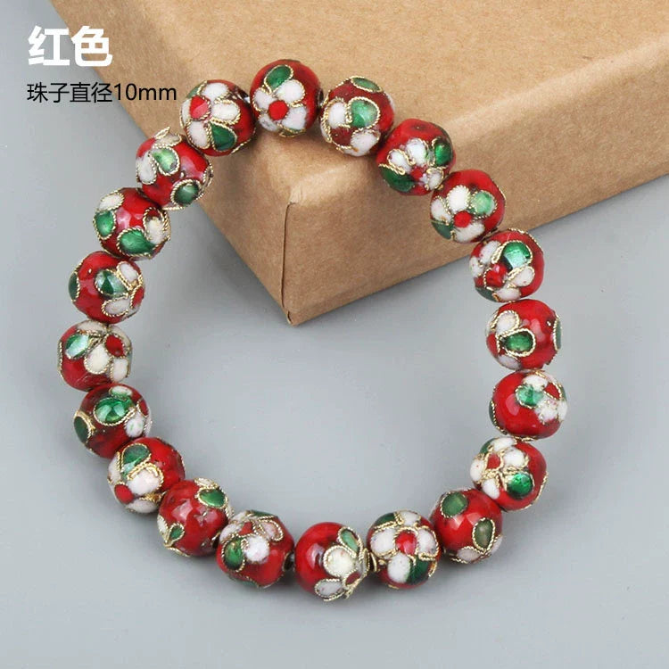 Azuri Enamel Filigree Bracelet - Red 1cm (20 beads)