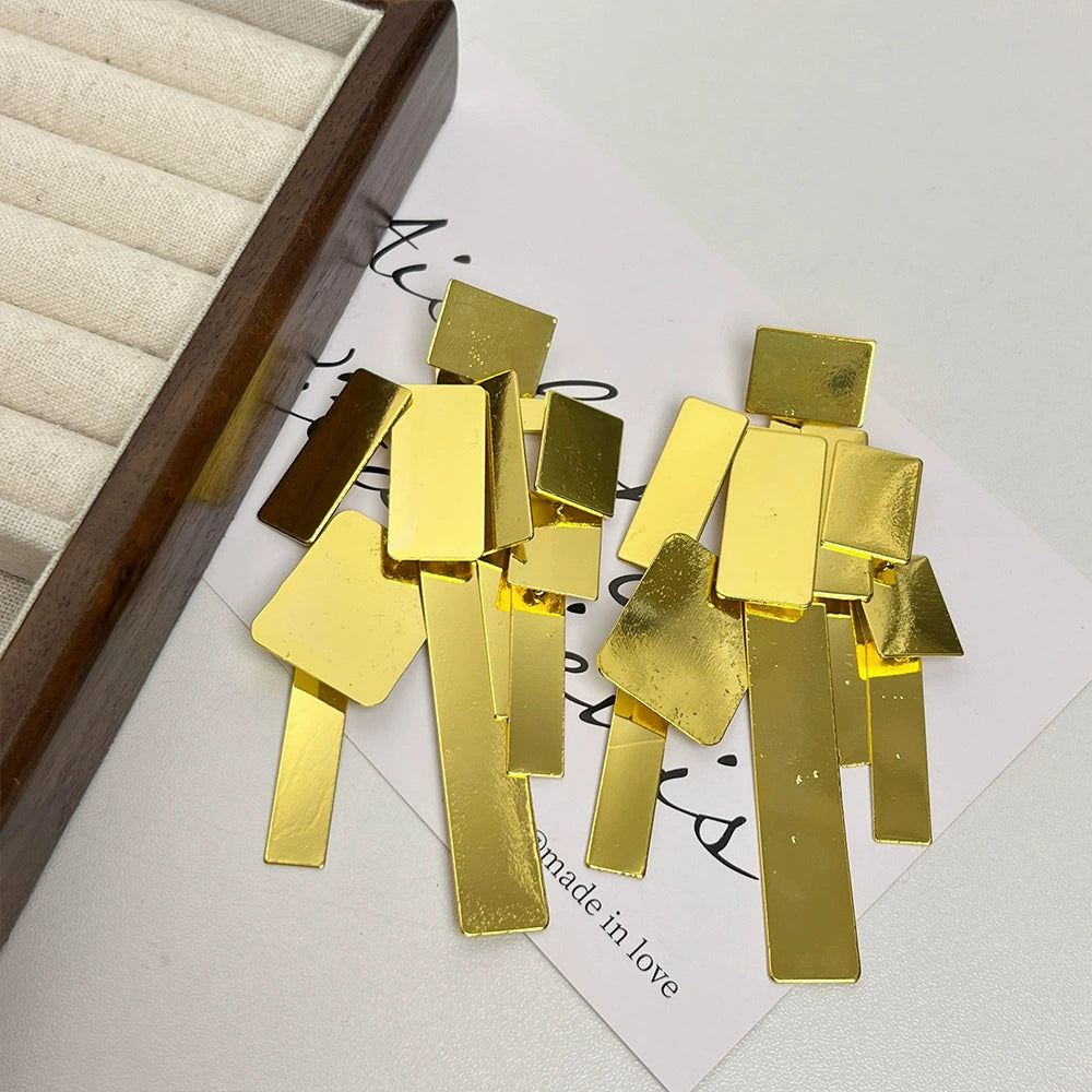 Sofiya Geometric Tassel Earrings - Gold [W2EGOSVK]
