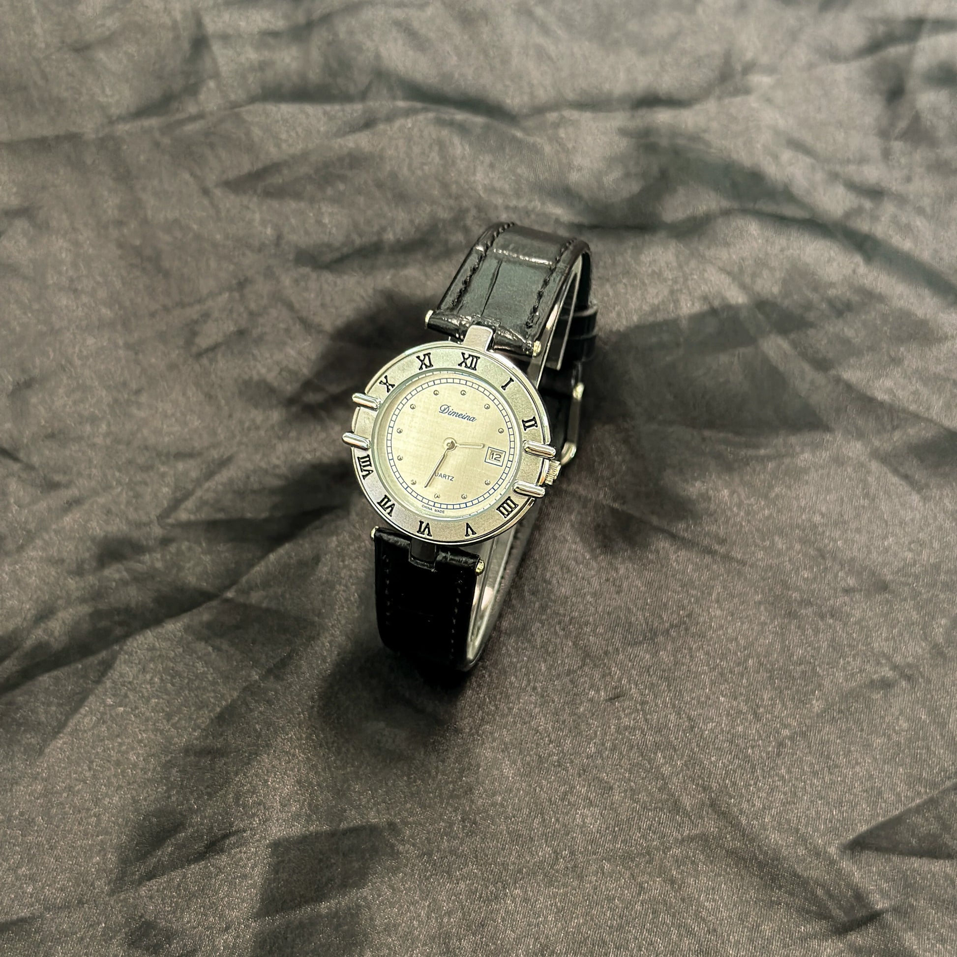 Honey Elegant Roman Watch - Silver Black Strap (Calendar)