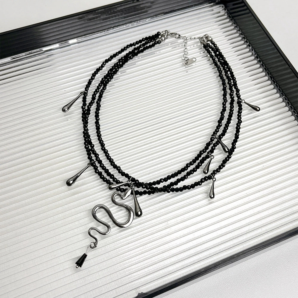 Fatou Serpent Choker Necklace - Black Crystal Snake Choker Necklace [8OSVQYXU]
