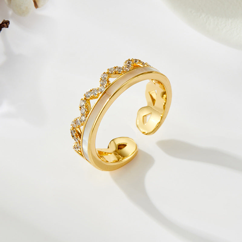 Tomi Crown Shell Open Ring - Silver Tone [YMCE3D1B]