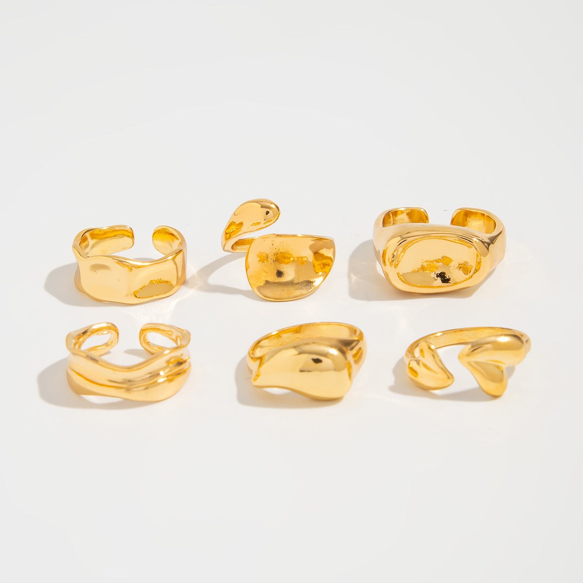 Sutton Sculptural Stacking Rings - Gold [TRHXLEAJ]