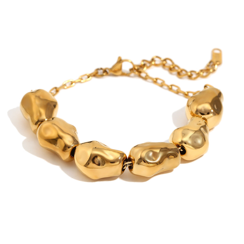 Novalie Irregular Gold Jewelry - Irregular Smooth Bead Bracelet - Gold [4ID9LMLH]