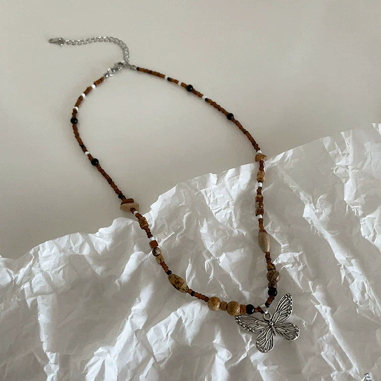 Alysha Butterfly Beaded Necklace - Butterfly Necklace