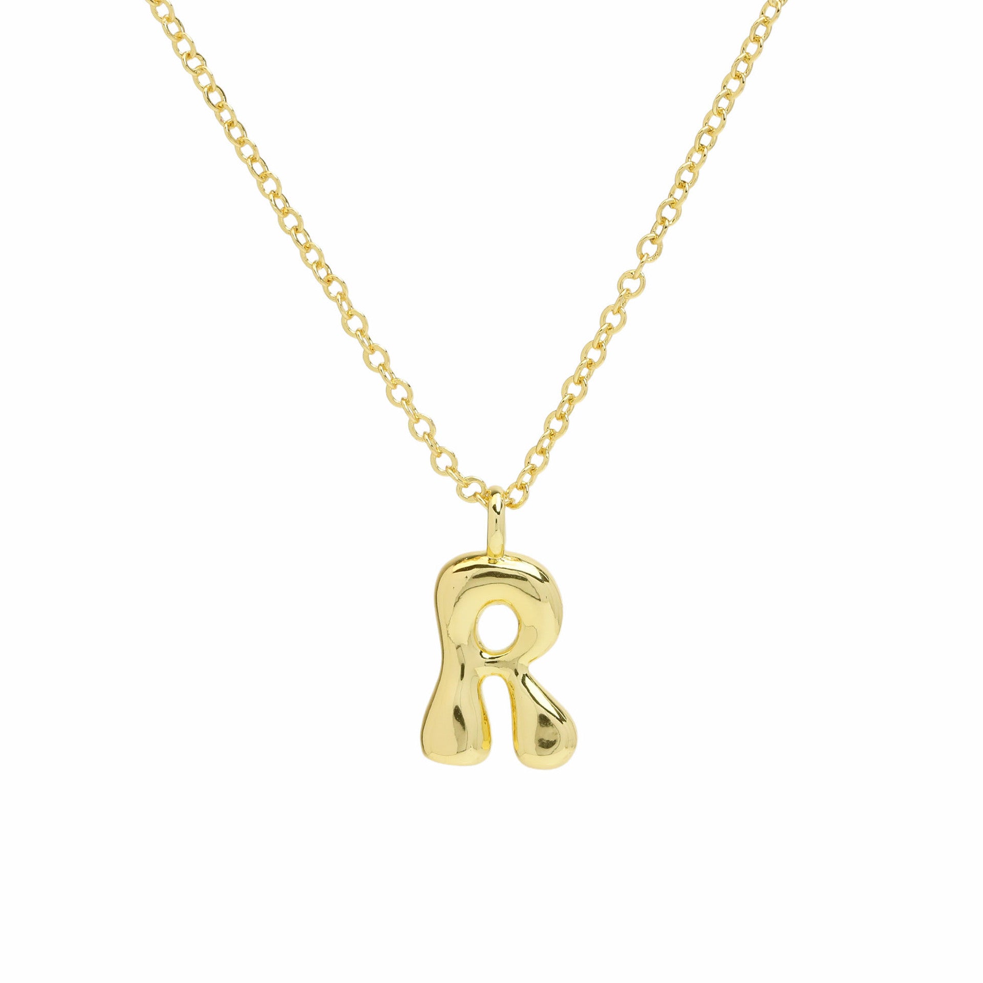 Vanya Gold Initial Bubble Necklace - Letter R [YI73S9GF]