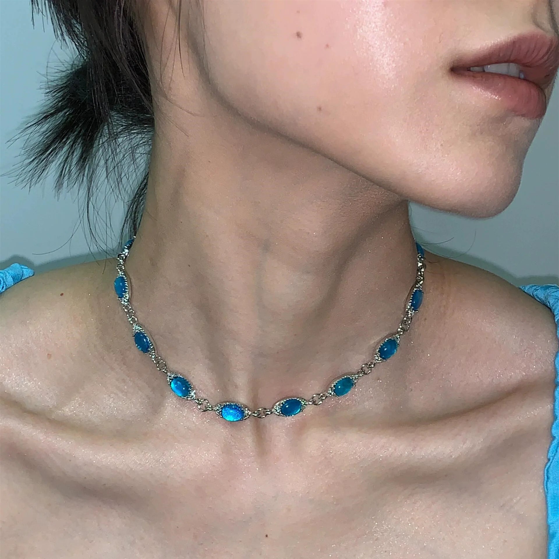 Alexi Blue Zircon Choker - Blue