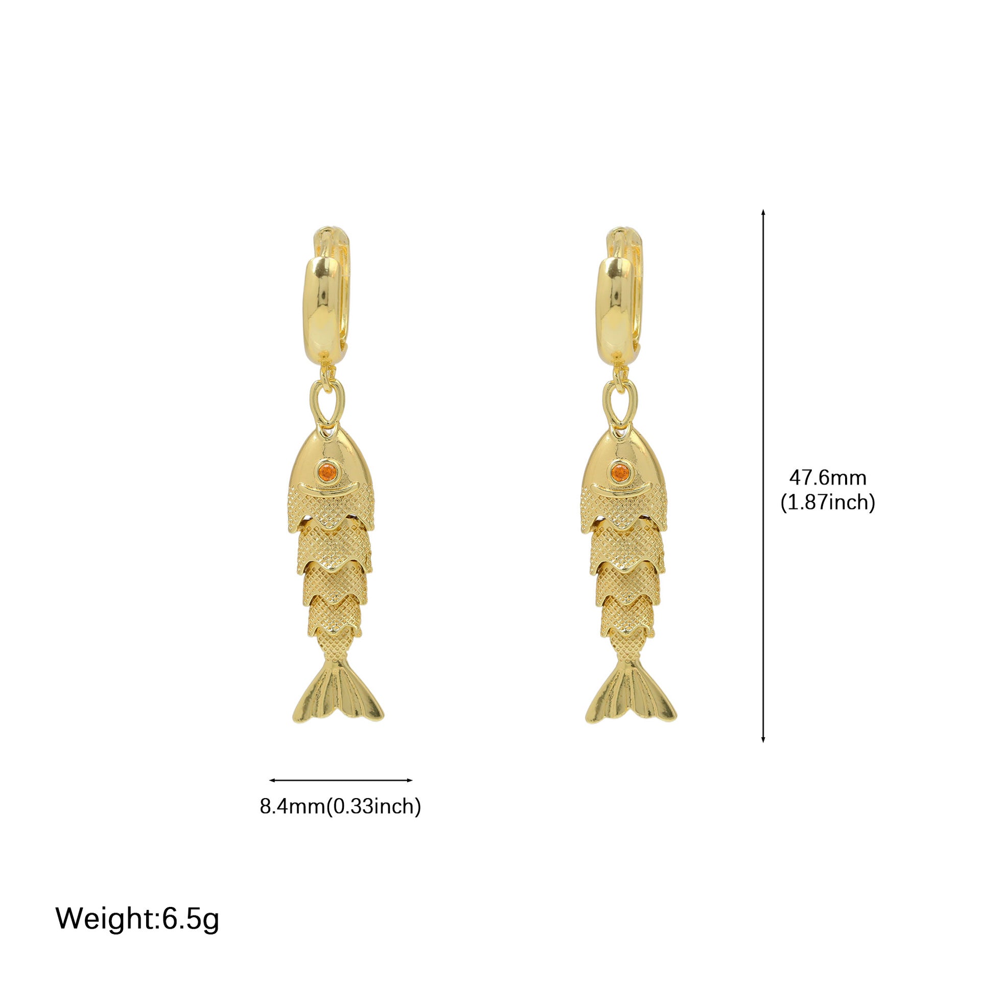 Aurie Gold Koi Hoop Earrings - Medium [P4WNN5J1]