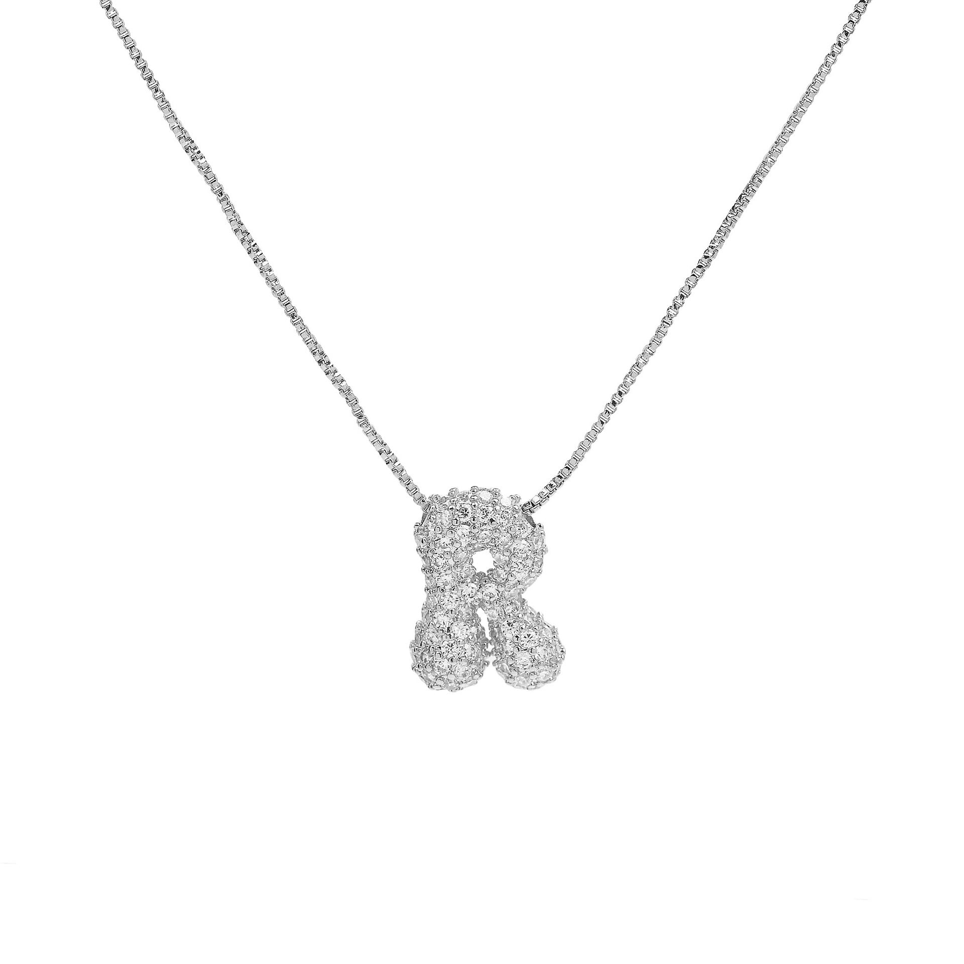 Francis Bubble Initial Necklace - Silver Necklace R [AMYDUEOL]
