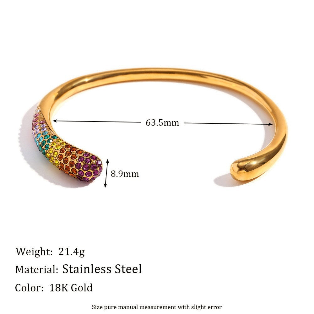 Avni Delicate Pearl Necklace - Colored Diamond Snake Head Bangle - Gold [1RI7XK9J]