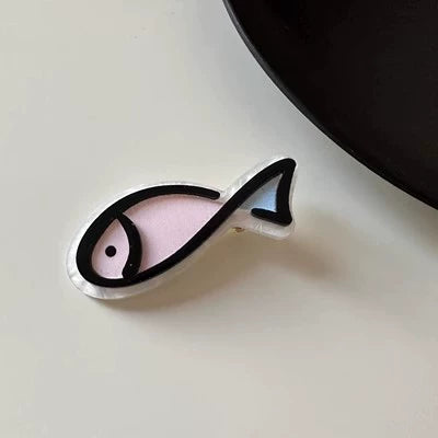 Camillia Whimsical Fish Clips - Pink Black-Edge Small Fish [HROH4ALC]