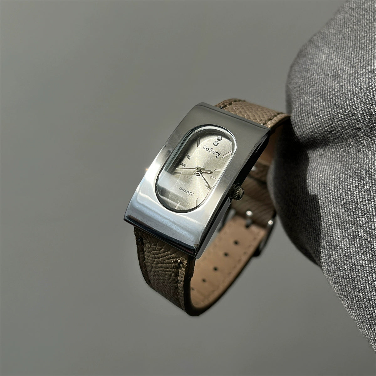 Faiza Retro Square Watch - Elephant Gray (gogo Steel Case) [W0BTMD14]