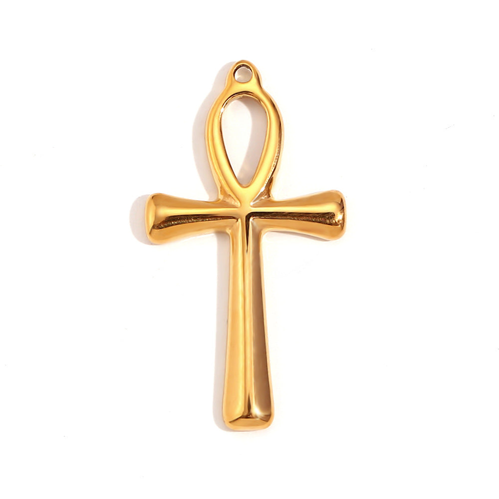 Kalayah Geometric Celestial Charms - Upper Oval Hollow Cross Pendant [RB7D0LK0]