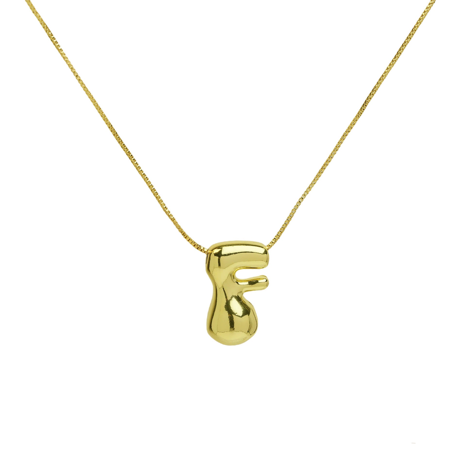 Virginia Bubble Initial Necklace - Letter F Necklace [DTHPDBL3]