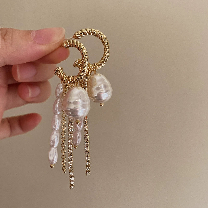 Adama Gold Tassel Pearl Earrings - Gold [629HOYXZ]