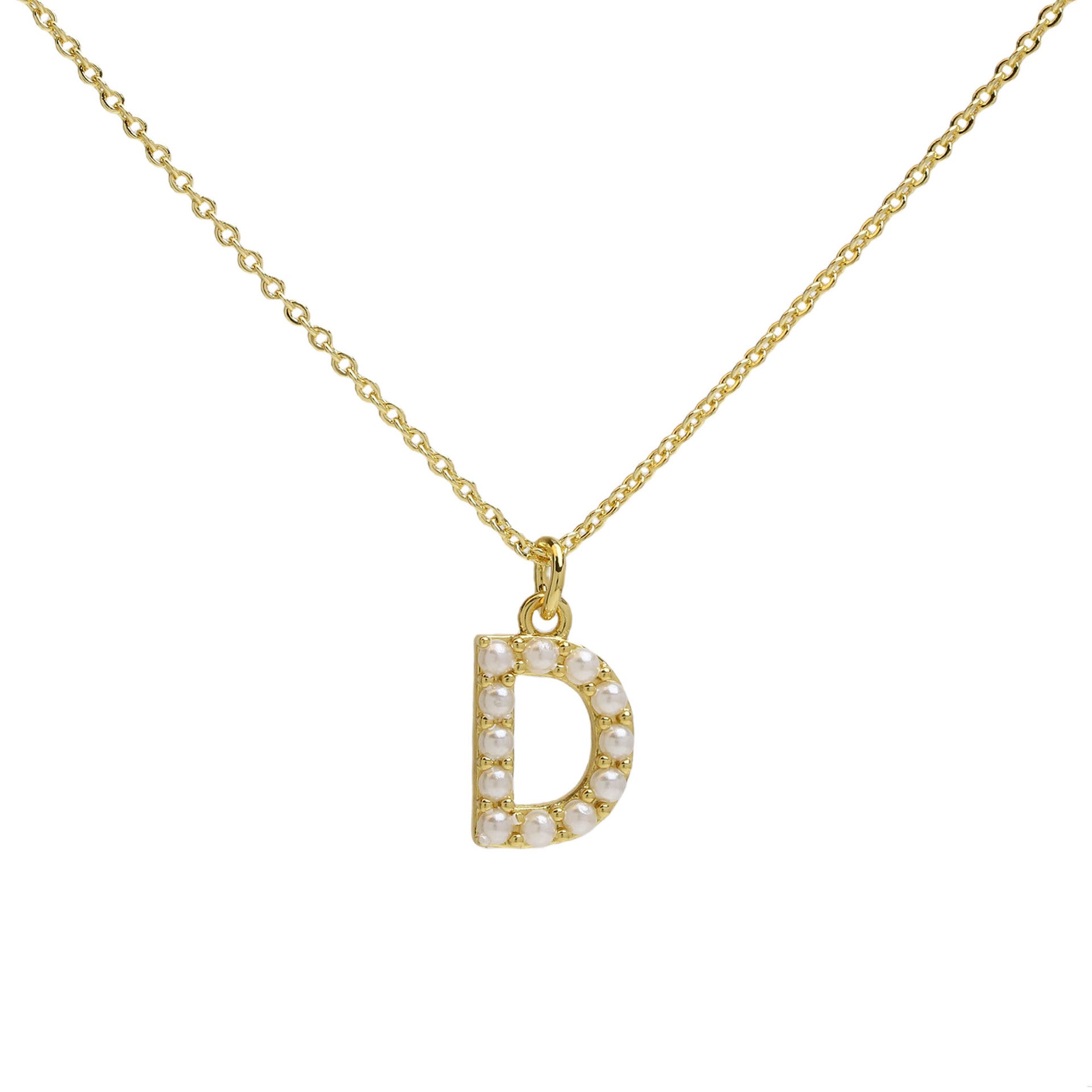 Ayaana Pearl Initial Necklace - Initial D [OE1Y6W8F]