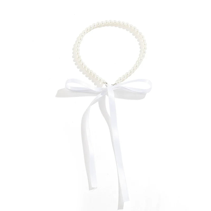 Krisha Pearl Ribbon Set - Necklace White