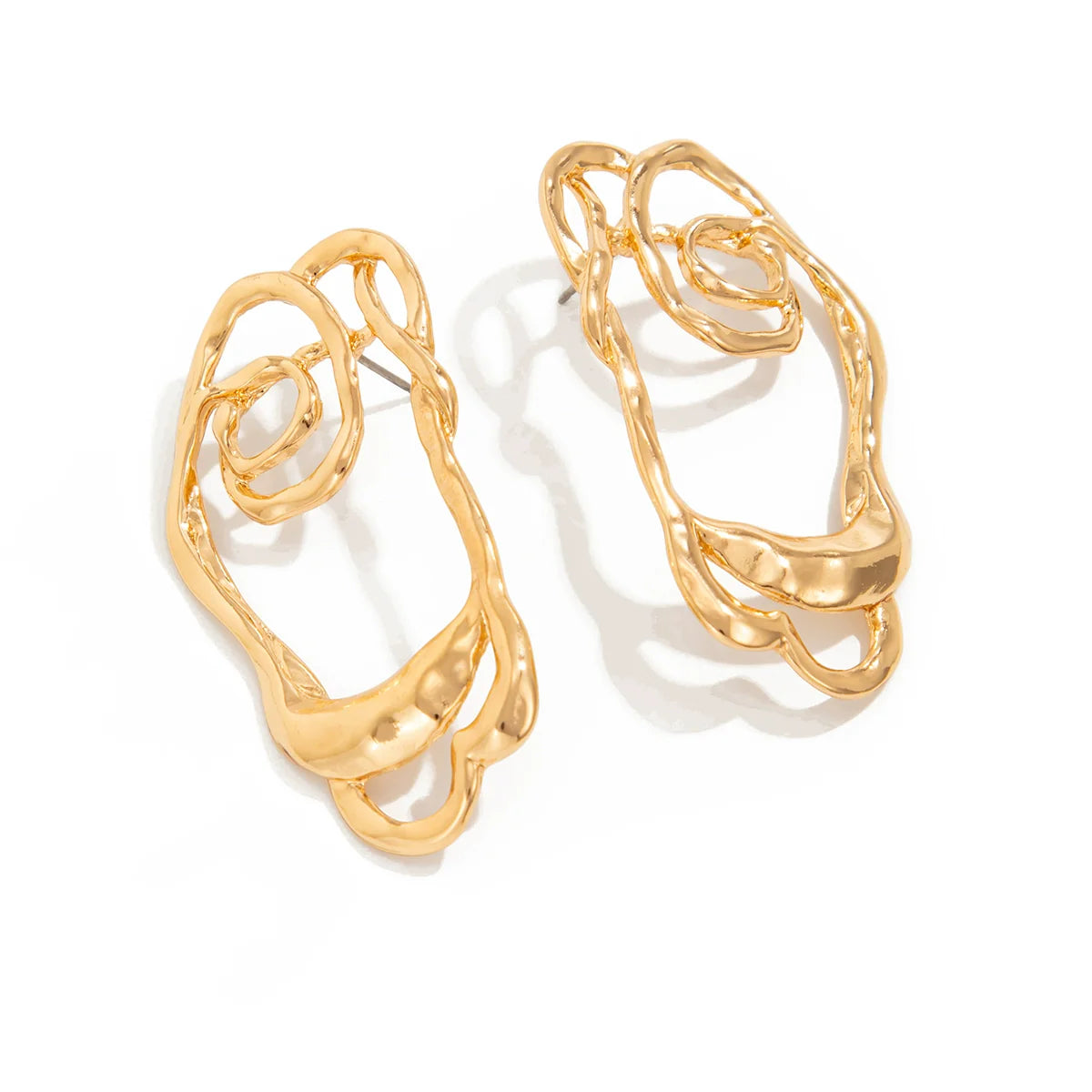 Emmagrace Floral Cutout Stud Earrings - Gold