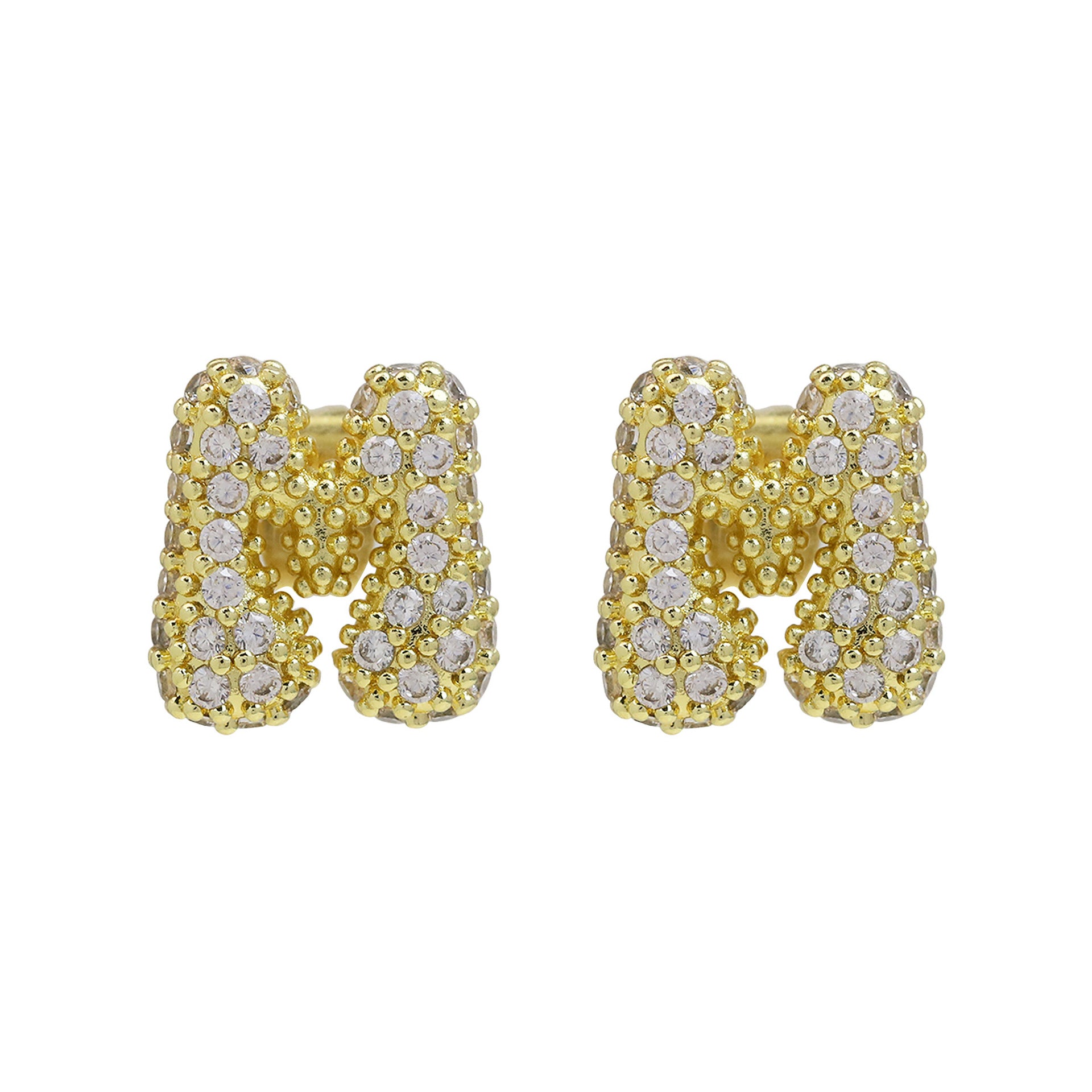 Lillyann Zircon Bubble Letter Earrings - M [BJZ8GXE1]