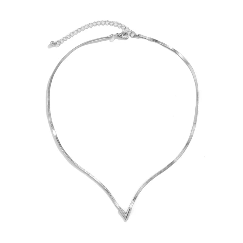 Faithlyn Flat Snake Chain Necklace - Silver Long 55CM
