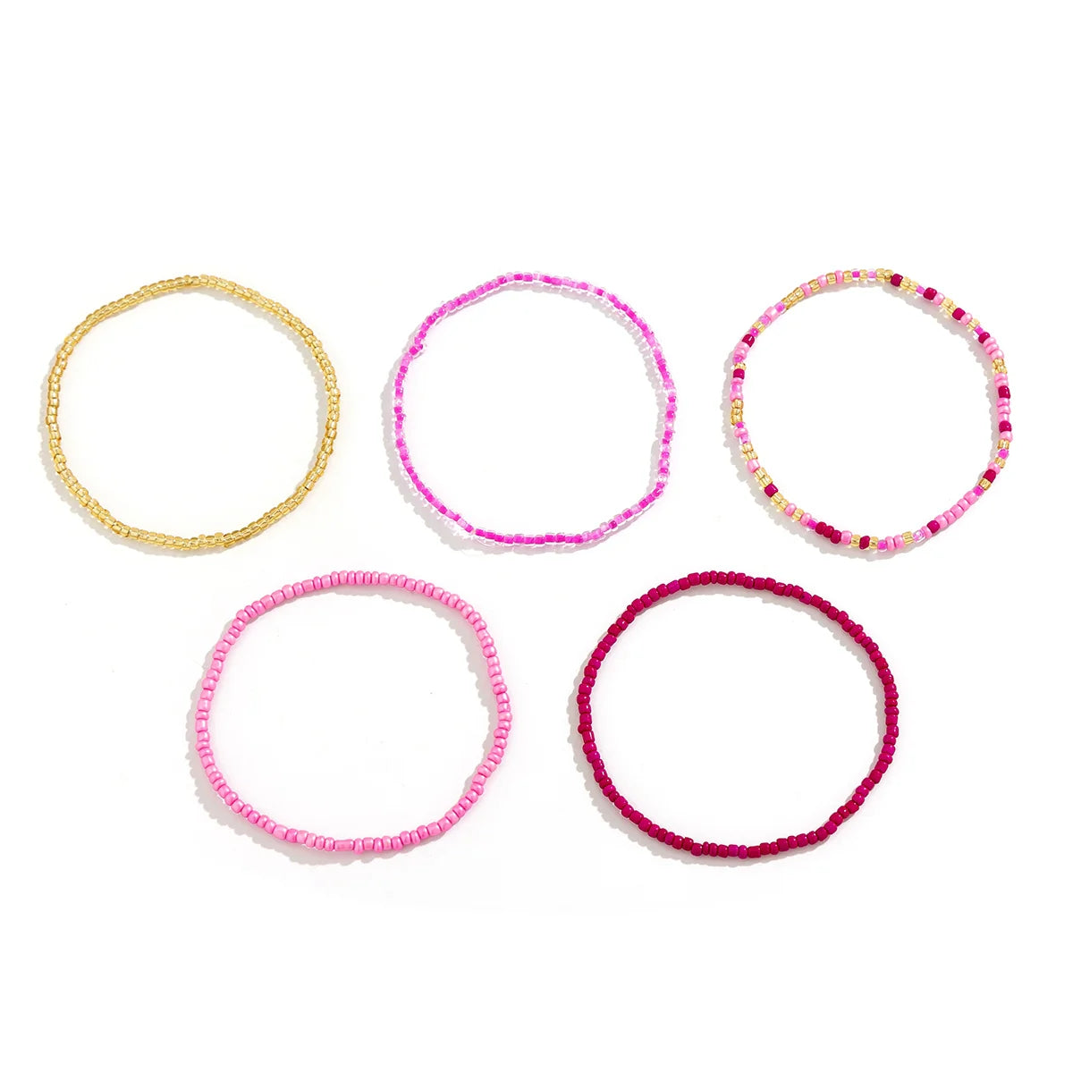 Zaara Beaded Anklet Set - Pink Gold 5-Piece Set